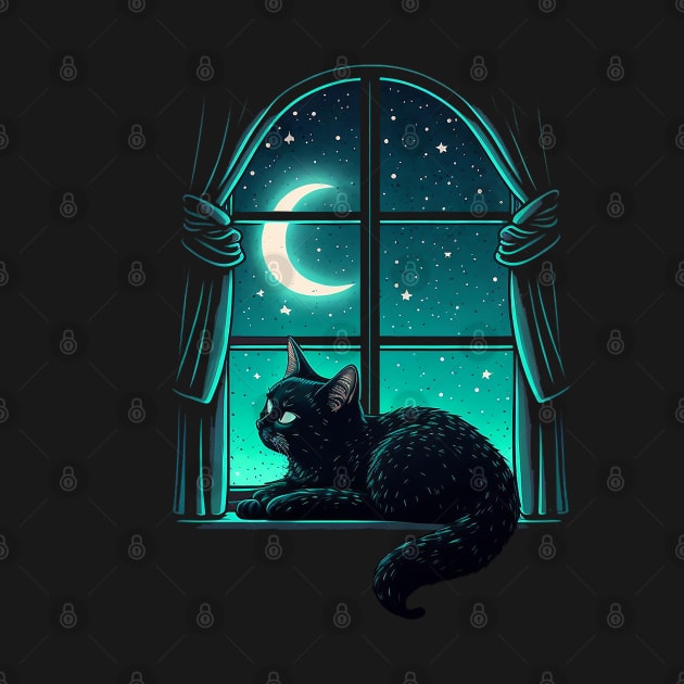 Black Cat In The Moonlight by nonbeenarydesigns