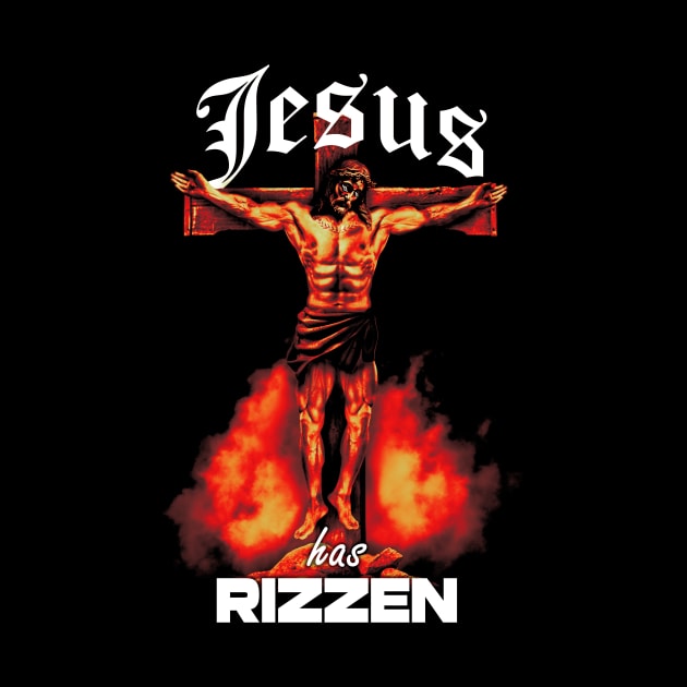 Jesus Has RIZZen Meme Buff Jesus Funny Graphic Design by PW Design & Creative