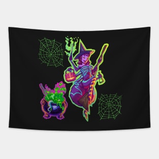 Halloween Spider Witch Pattern Tapestry