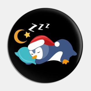 Adorable Christmas Baby Penguin Slepping Stars and the Moon Pin