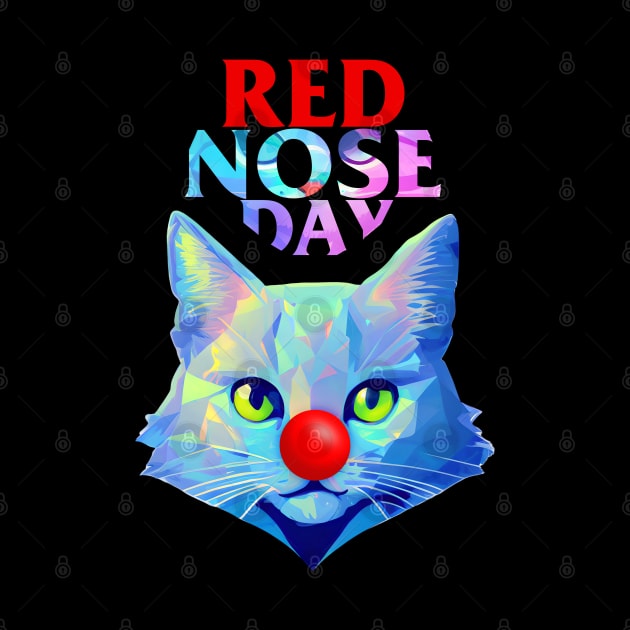 Red Nose Day with Holographic Cat by PetODesigns