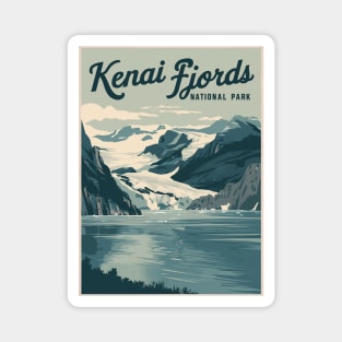 Kenai Fjords National Park Retro Travel Magnet