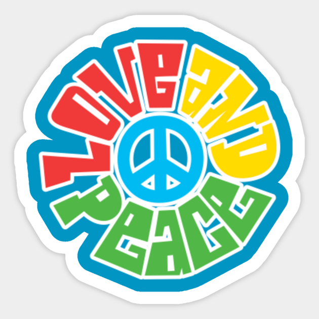 Peace and Love Retro Hippie - Peace And Love - Sticker | TeePublic