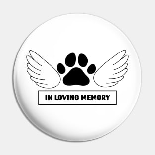 Paw print with angel wings black Pin