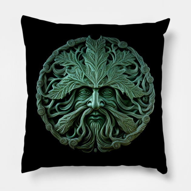 The Green Man Pillow by Hiraeth Tees