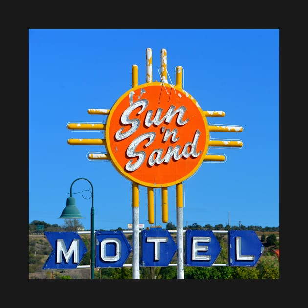 Sun N Sand Motel sign circa 1950s route 66 by dltphoto