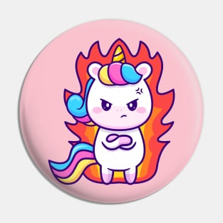 Cute Unicorn Angry Cartoon Pin