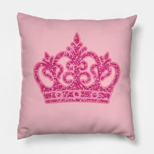 Glittered Pink Crown Pillow