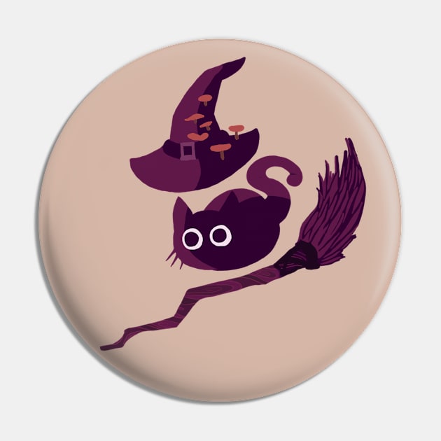 Witch Cat, Witch-Craft Pin by kwardart