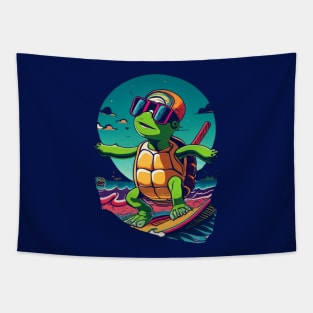 Cool Surfing Turtle Tapestry