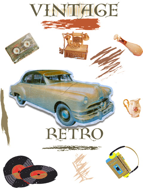 Vintage retro car desing Kids T-Shirt by LuluCybril