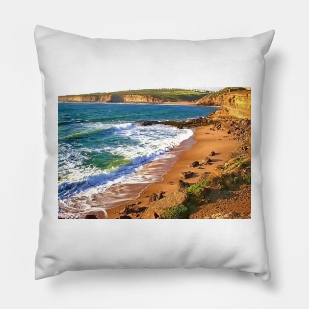 ericeira sunset Pillow by terezadelpilar