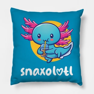 Snaxalotl hungry axolotl (on dark colors) Pillow