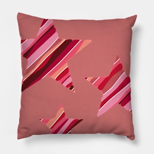Stars with Wavy Stripes Design Pillow