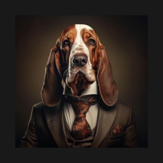 Basset Hound Dog in Suit by Merchgard