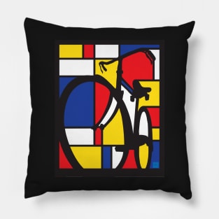 Mondrian Bicycle art Pillow