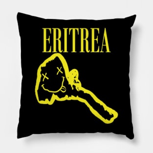 Vibrant Eritrea Africa x Eyes Happy Face: Unleash Your 90s Grunge Spirit! Smiling Squiggly Mouth Dazed Smiley Face Pillow