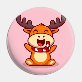 Cute Baby Reindeer Sitting Cartoon Pin