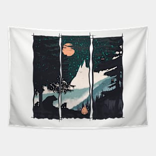 Orange Moon (Front and Back) Tapestry