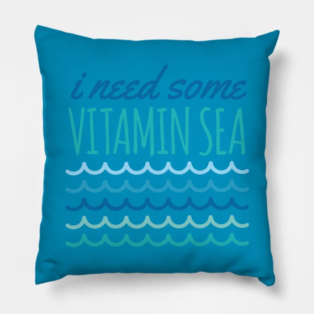 Vitamin Sea Beach Pun Pillow by oddmatter