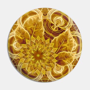 Mysterious glowing kaleidoscope and flower Pin