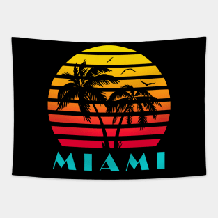 Miami 80s sunset Tapestry