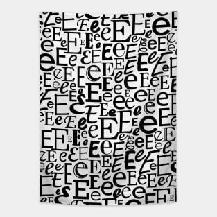 E - Typography (Black) Tapestry