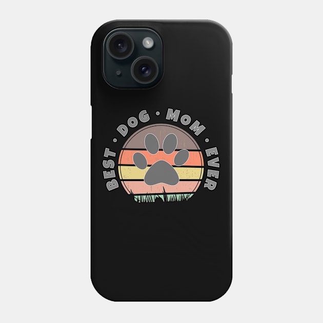 Best Dog Mom Ever Retro Sunset Vector Graphics v.3 Phone Case by RamoryPrintArt