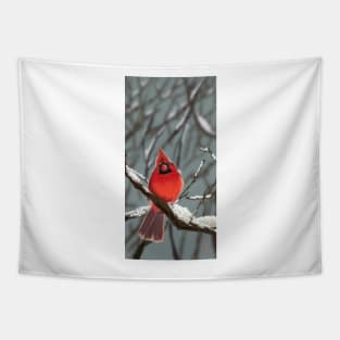 Cardinal in Snow Tapestry