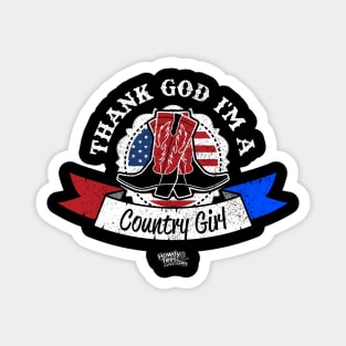 Thank God I'm A Country Girl American Flag Concho & Cowgirl Boots Magnet