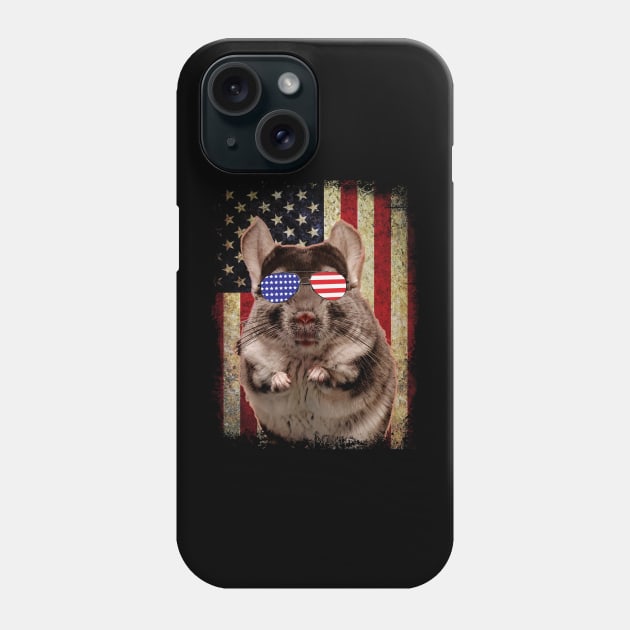 American Flag Chinchilla Cuddles, Stylish Tee for Pet Admirers Phone Case by Gamma-Mage