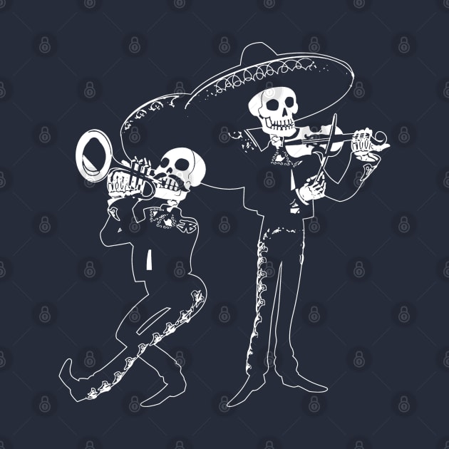 Mariachi Musician Funny Skeletons of Dia De Los Muertos Festival by EddieBalevo