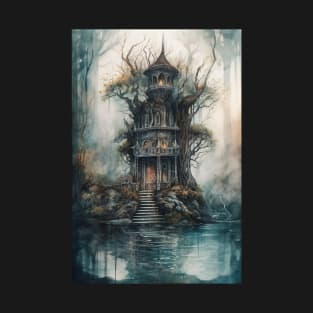 Gothic Futurism House in the Old Ancient Woods T-Shirt