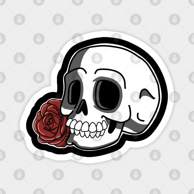 Classic skull and Rose Magnet by BeckaArt6