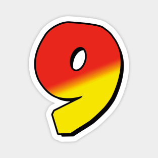 Number 9 red / yellow Magnet