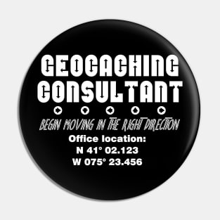 Geocaching Consultant White Text Pin