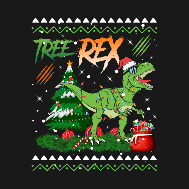 Tree-Rex Santa Saurus Christmas Tree Kids Boys Girls Dinosaur Xmas Ugly Sweater by teespringplus