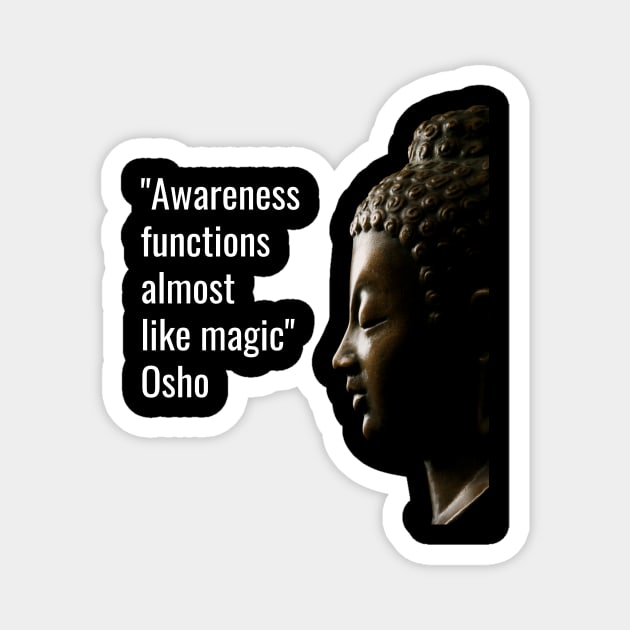 Osho Quotes for Life. Awareness functions almost  like magic. Magnet by NandanG