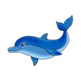 cheerful blue cartoon dolphin T-Shirt