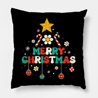 Merry Christmas Groovy Family Xmas Tree Family Christmas Pillow