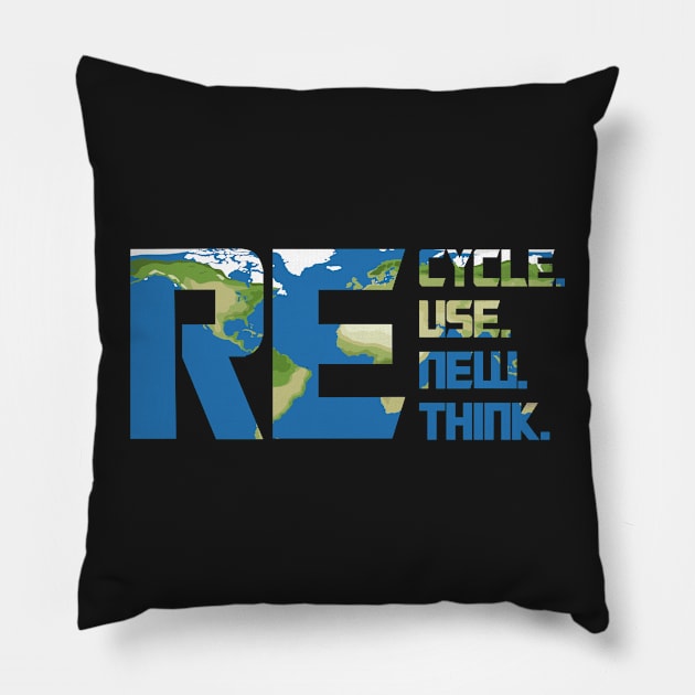 Recycle Reuse Renew Rethink For Earth Day Recycling Earth Plan Texture 2023 Pillow by TrendyStitch