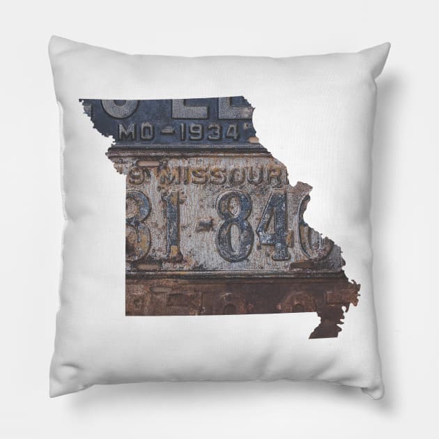 Vintage Missouri License Plates Pillow by juniperandspruce