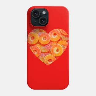 Sour Gummy Peach Rings and Slices Candy Photo Heart Phone Case