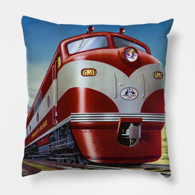 To The West Australia Railway Travel Poster Pillow by vintagetreasure