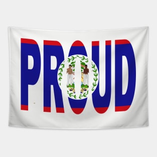 Belize Flag Design in The Word Proud - Belmopan - Soca Mode Tapestry