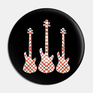 Red Black Plaid Matching Christmas Pattern Bass Player Pin