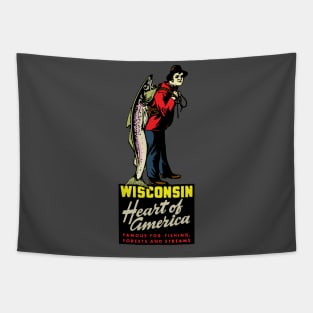 Vintage Wisconsin Fishing Tapestry