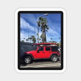 Red Jeep in Santa Barbara Magnet