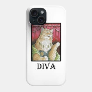 The Cat Singer - Diva Quote - Black Outlined Version Phone Case