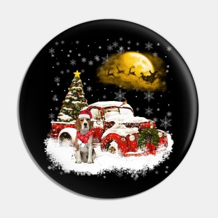 Red Truck Xmas Tree Beagle Christmas Pin